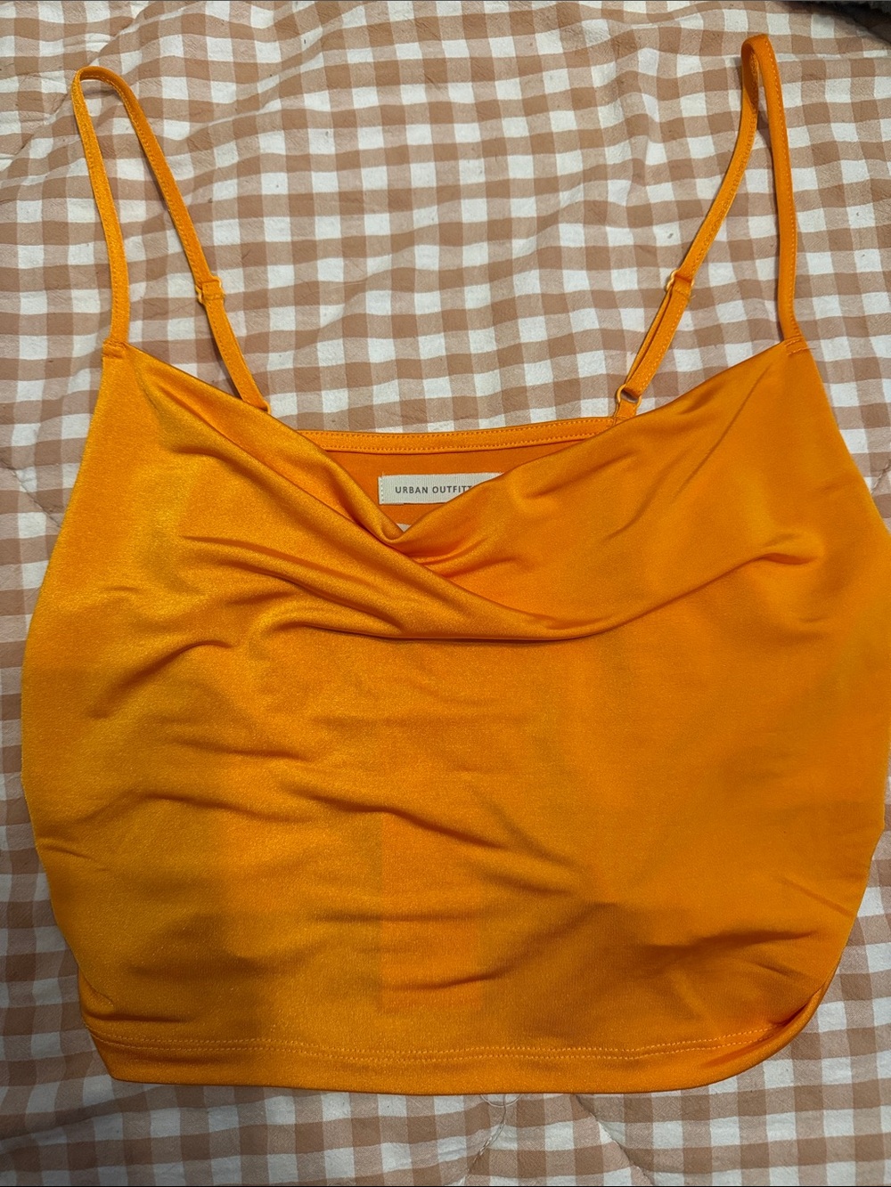 Urban Outfitters Bright Orange Satin Cowl Crop Camisole